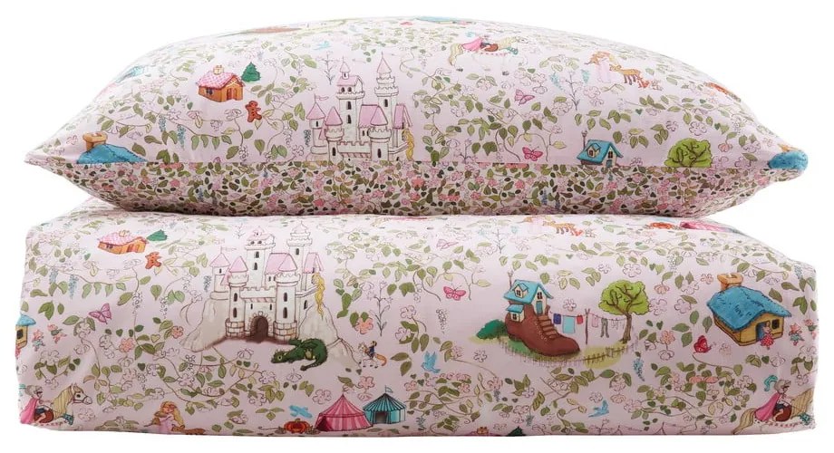 Lenjerie de pat pentru copii roz din bumbac pentru pat de o persoană 135x200 cm Fairytale – Belle &amp; Boo