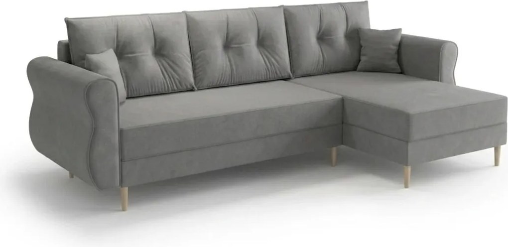 Canapea extensibila de colt SILVIANO, gri, reversibila, 230x140 cm