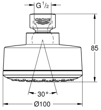 GROHE 26366001 - Cap de duș RAINSHOWER 210 mm, crom lucios