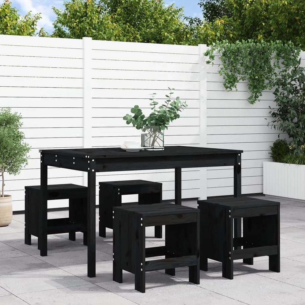 3157719 vidaXL Set de masă pentru grădină, 5 piese, negru, lemn masiv de pin