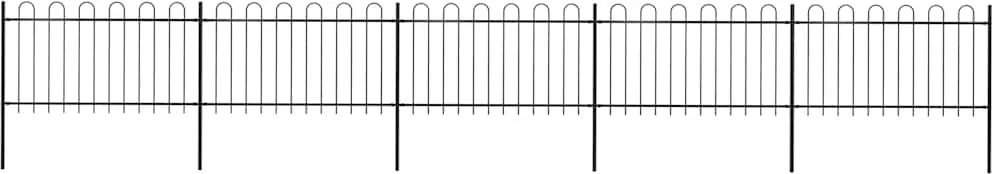 vidaXL Gard de grădină cu vârf circular din oțel, 892,5 x 100 cm, negru