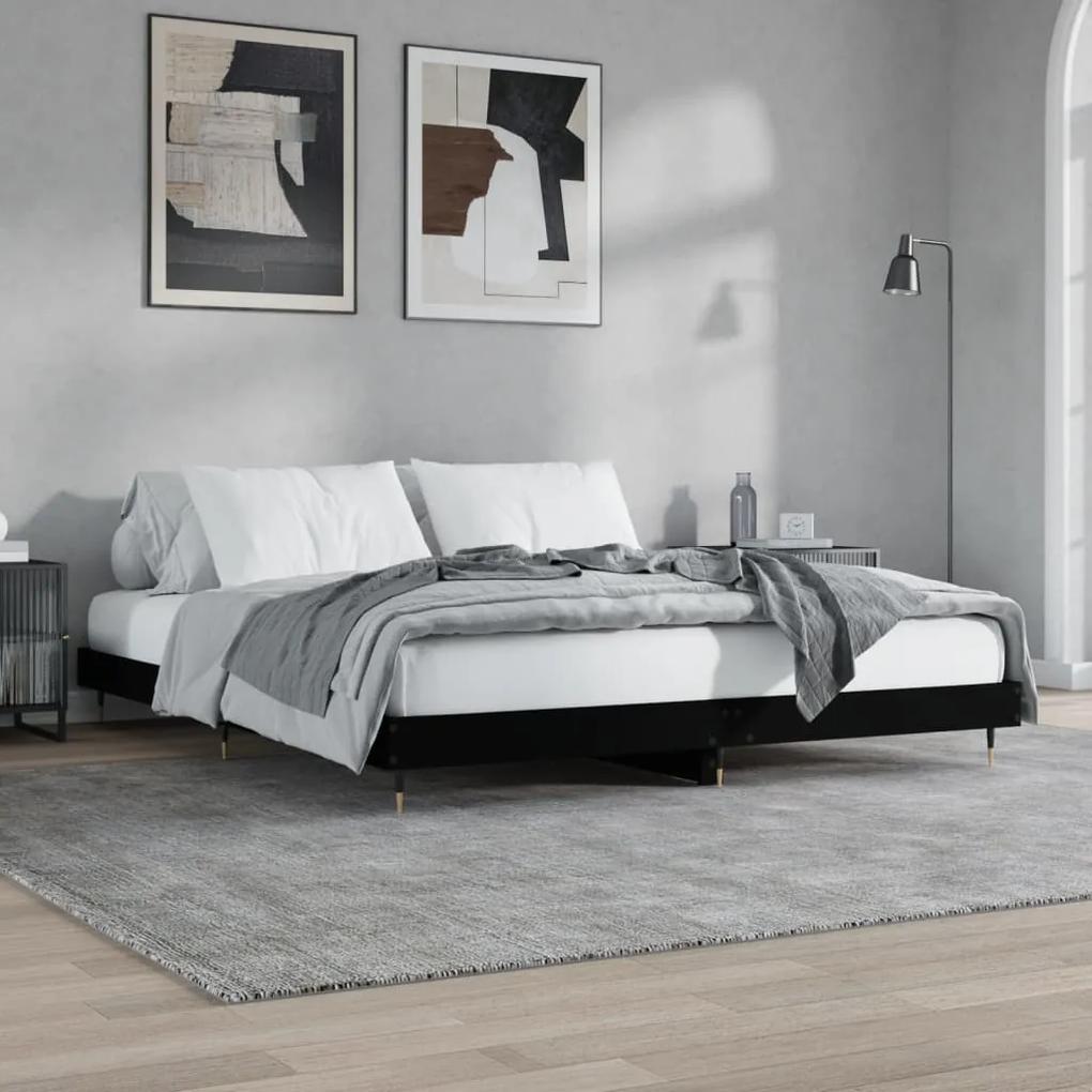 832126 vidaXL Cadru de pat, negru, 160x200 cm, lemn prelucrat