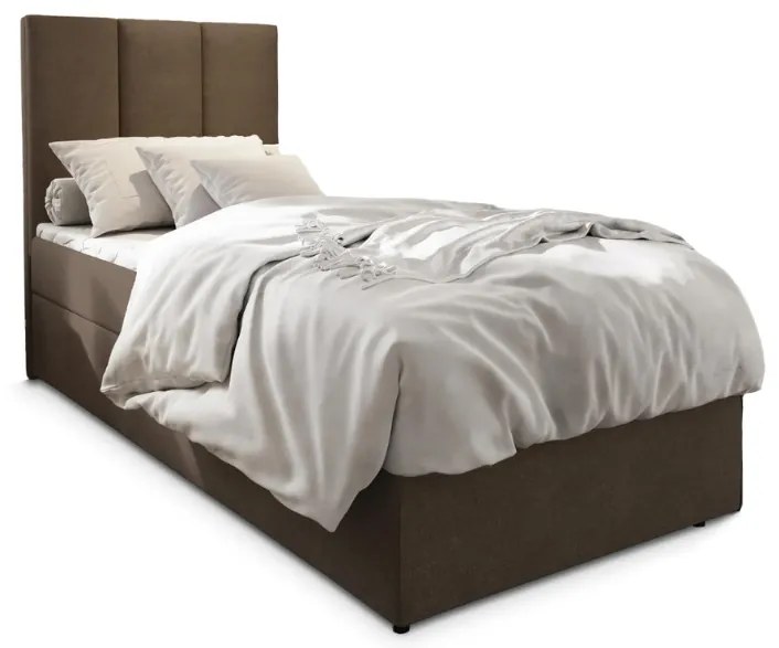 Pat boxspring tapitat MERALIS 100x200 cm maro Saltele: Saltea cu arcuri Bonell