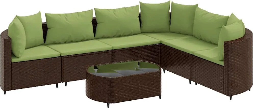 vidaXL Set canapele de grădină cu perne, 7 piese, maro, poliratan