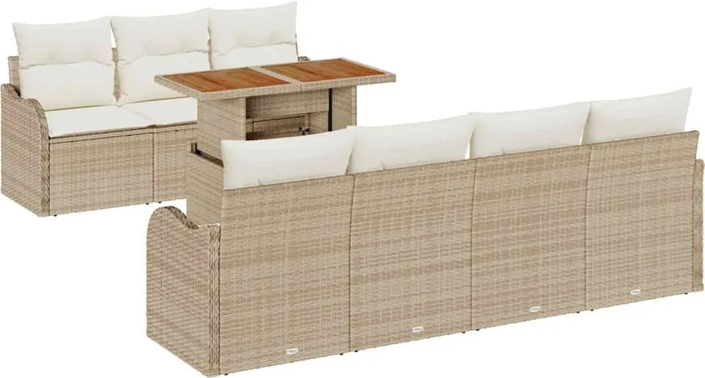 vidaXL Set de canapele pentru grădină 8 pcs Bej Rattan poli
