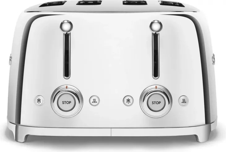 Prăjitor de pâine SMEG 50's Style TSF03SSEU, 2000 W, 4 felii, 6 niveluri, Tava pentru firimituri, Cablu integrat, Oțel inoxidabil, Argintiu