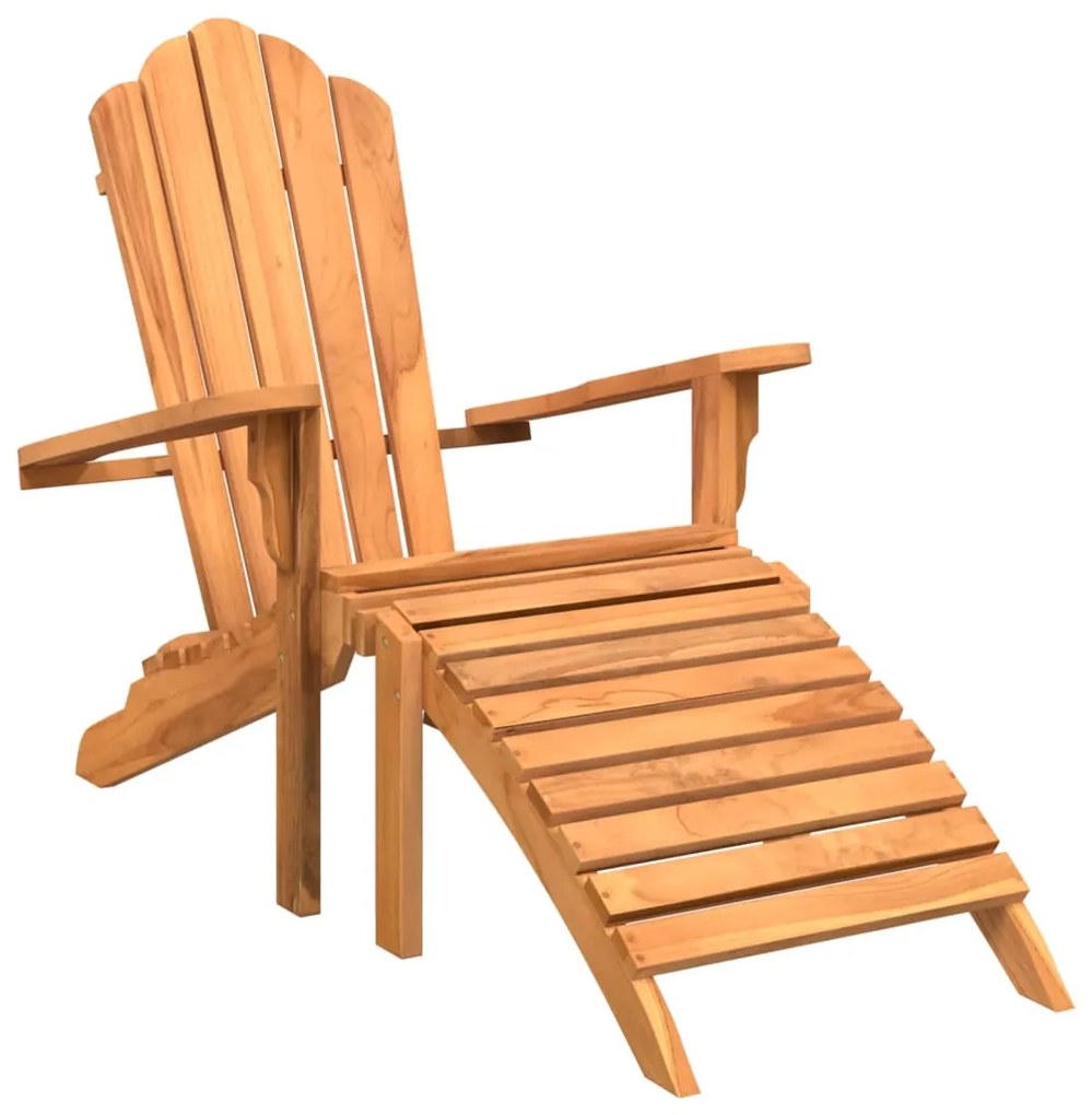 4008080 vidaXL Scaun Adirondack de grădină, suport de picioare, lemn masiv tec