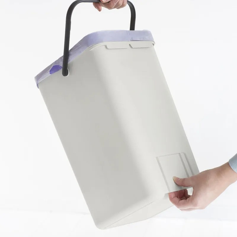 Cos de gunoi colectare selectiva Brabantia Sort&Go 1005511, 12 Ș, Maner, Montabil pe perete, Gri deschis