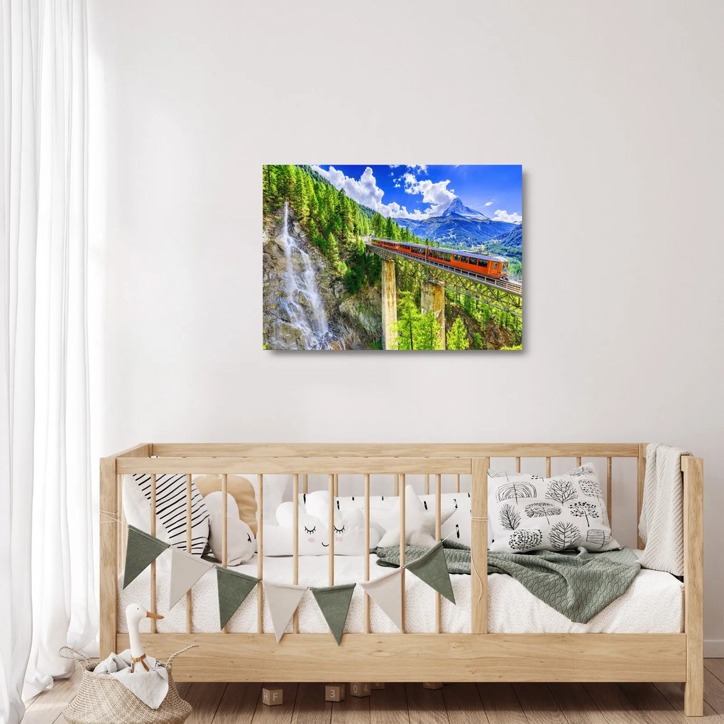 Tablou pe sticlă - Matterhorn, Zermatt, Valais, Elveția (70x50 cm)