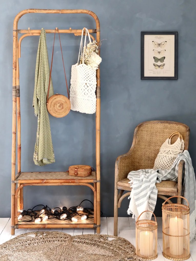 Scaun dining bej din rattan si rachita, cu aspect vintage Old French