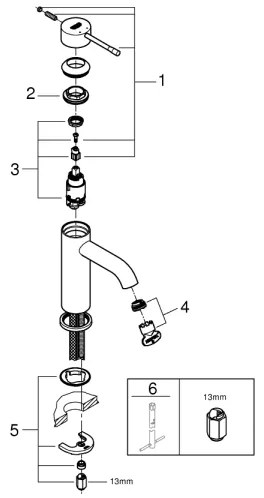 GROHE 23590AL1 - Baterie lavoar ESSENCE, mărime S, finisaj grafit