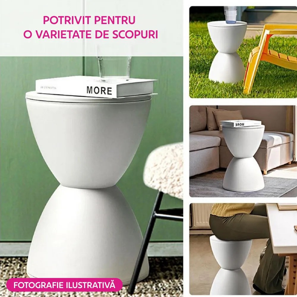 Taburet, bej, plastic, ABRAM