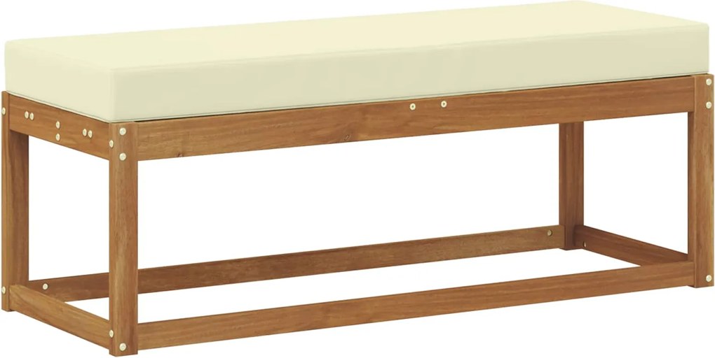 vidaXL Bancă Exterioară cu pernă Natural și Crem 115 x 43 x 45 cm