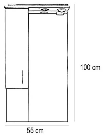 Dulap suspendat pentru baie Bianca Plus 55, culoare Aida, nuc, deschidere pe dreapta