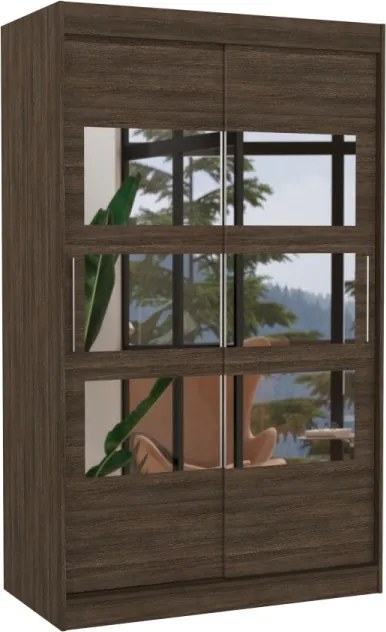 Dulap cu usi glisante si oglinda 120x200 cm, Kolorado, ADRK Furniture (Culoare: Trufă)