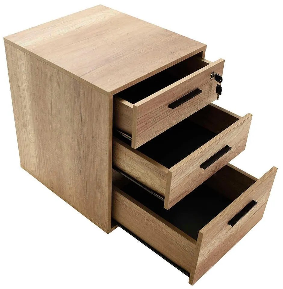 Corp Mobil Adore New York Rollbox Office, 3 Sertare, sertar cu cheie, 45 x 63 x 51 cm