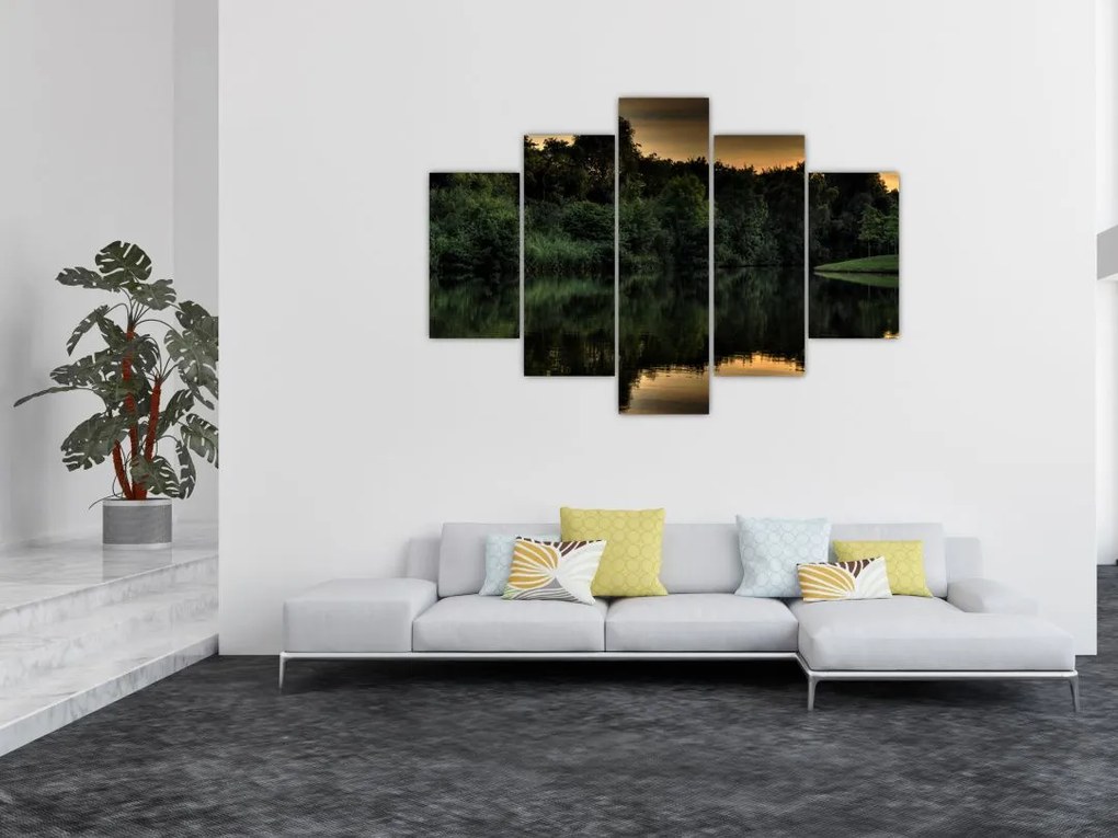 Tablou cu lac în pădure (150x105 cm)
