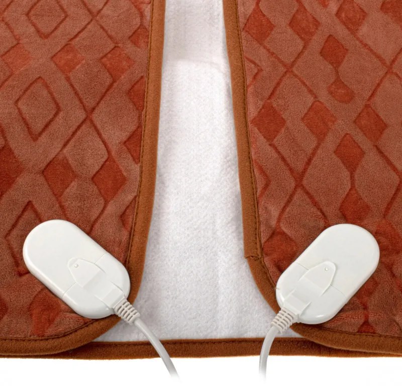 Patura electrica dubla Camry CR 7436, 2x60W, 150x160cm, Protectie la supraincalzire, 8 setari, Maro