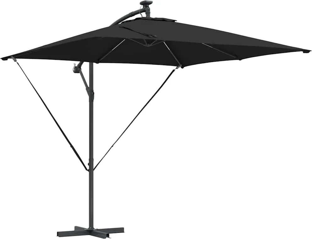 vidaXL Parasol banana cu brațe Negru 249 x 249 x 250 cm