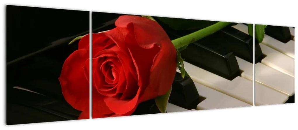 Tablou - trandafir pe pian (170x50cm)