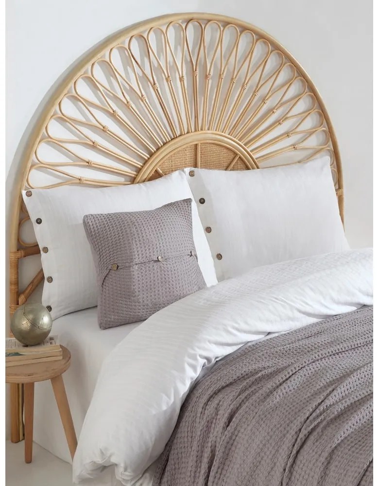 Lenjerie de pat albă din bumbac ranforcé pentru pat de o persoană 140x200 cm Como Striped – Mila Home Luxury