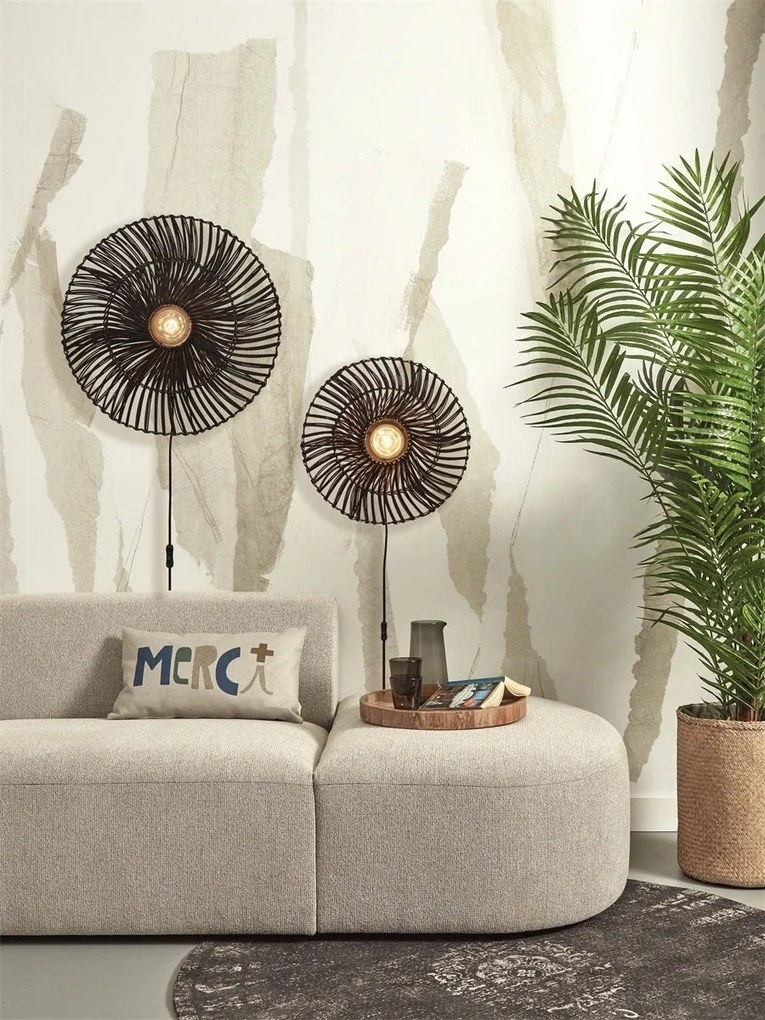 Aplica de perete eco din ratan Zanzibar flat 40cm S, bl