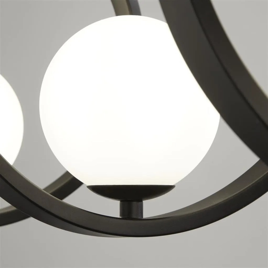 Lustra modern spirala metalica neagra si 5 bile de sticla Twister