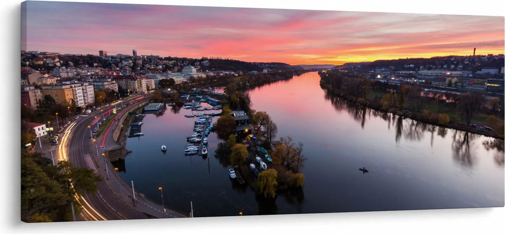 Tablou cu Praga nocturnă (120x50 cm)