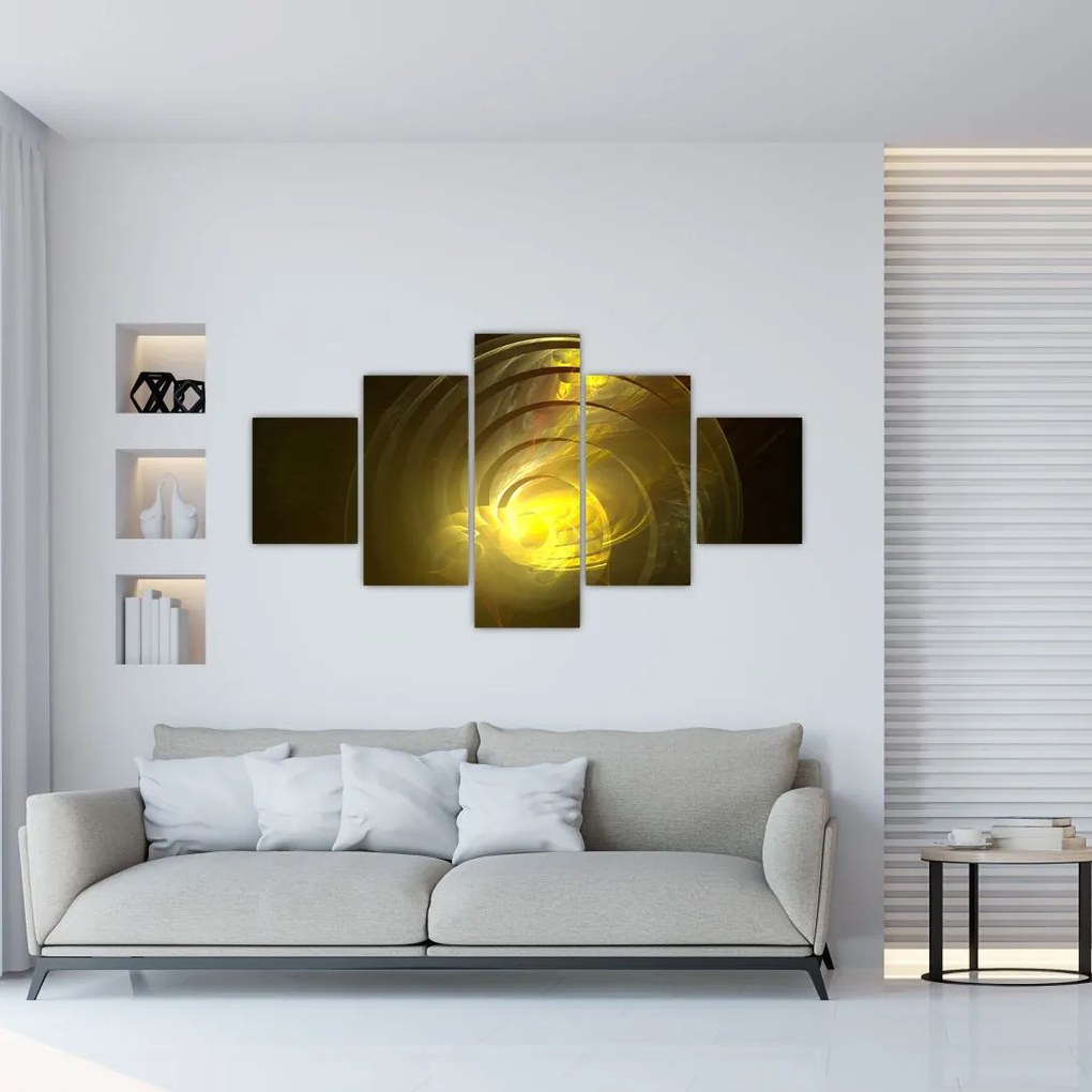 Tablou cu spirala abstractă în galben (125x70 cm), în 40 de alte dimensiuni noi