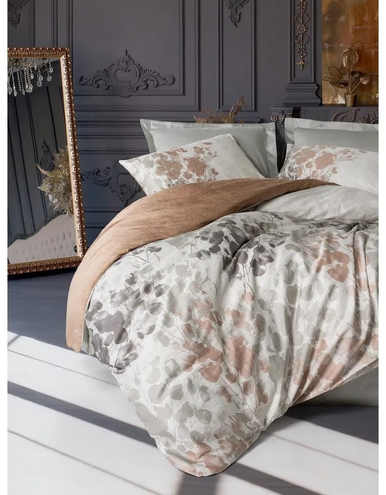 Lenjerie de pat grej din bumbac satinat pentru pat dublu, extinsă 240x220 cm Blatt – Mijolnir