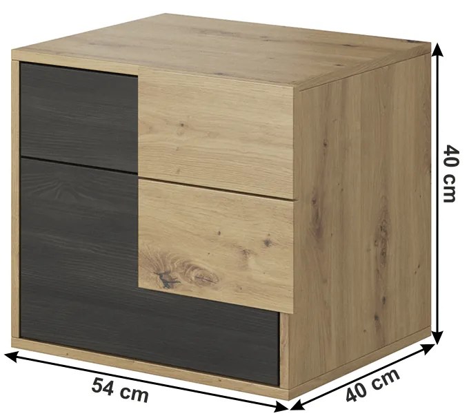 Noptieră Bacuzza (negru pin nórska + stejar artisan). 1044460
