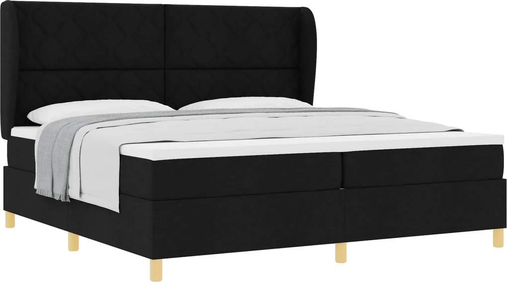 vidaXL Pat cu arcuri cu saltea Negru 200 x 200 cm țesătură