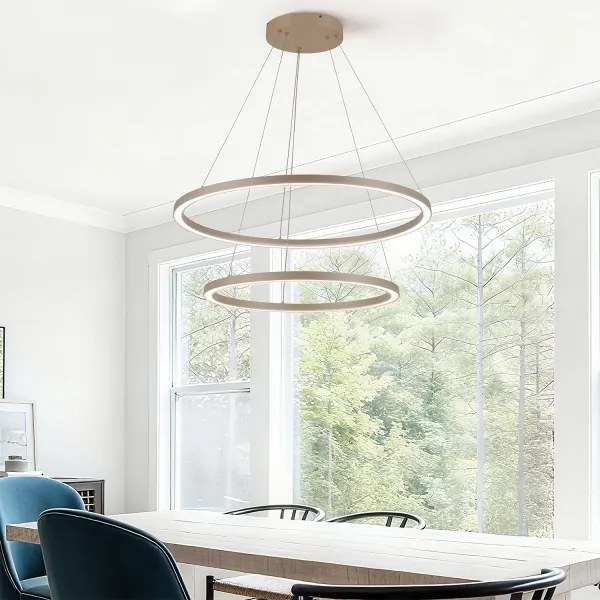 Brilagi - lustru pe cablu LED dimabil PORTOFINO LED/98W/230V Ø 80 cm bej + telecomandă