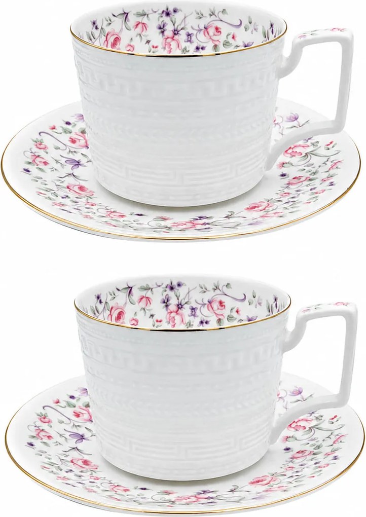 Serviciu din Portelan fosfatic, ROMANCE, 2 Cesti si Farfurii, 250 ml
