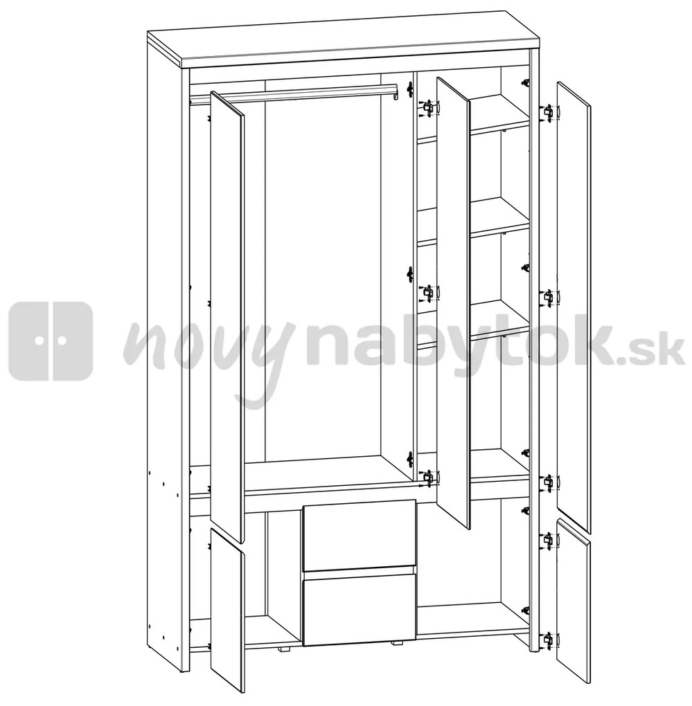 Dulap de haine Kaspian SZF5D2S (Wenge). 735091