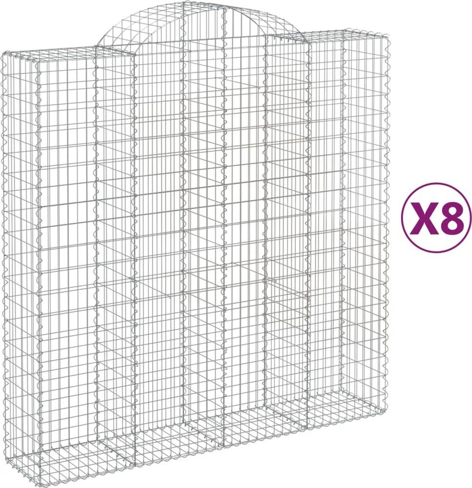 vidaXL Coșuri gabion arcuite, 8 buc 200x50x200/220 cm, fier galvanizat