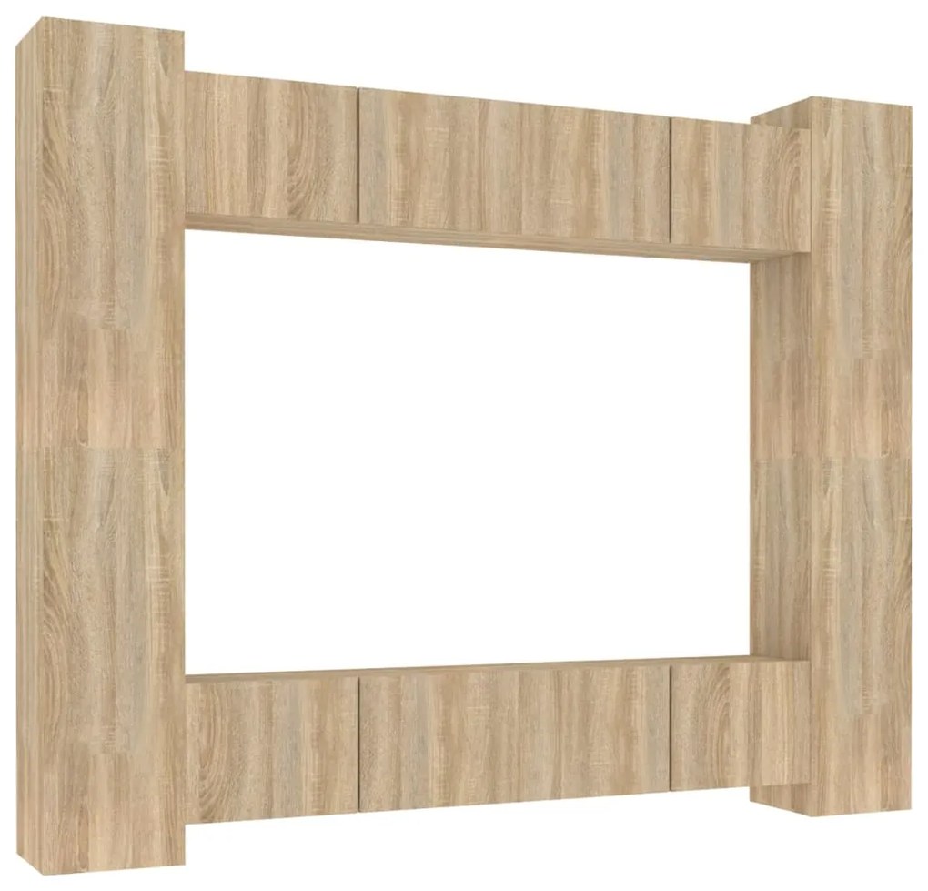 vidaXL Set dulap TV, 8 piese, stejar sonoma, lemn prelucrat