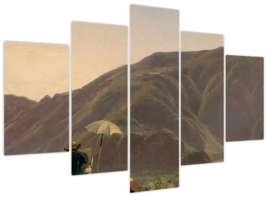 Tablou - Jules Coignet, View of Bozen with a Painter, reproducere (150x105 cm)