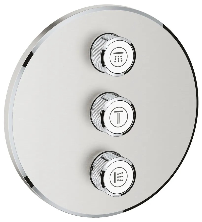 Baterie dus incastrata Grohe Grohtherm SmartControl crom periat Supersteel pentru 3 iesiri