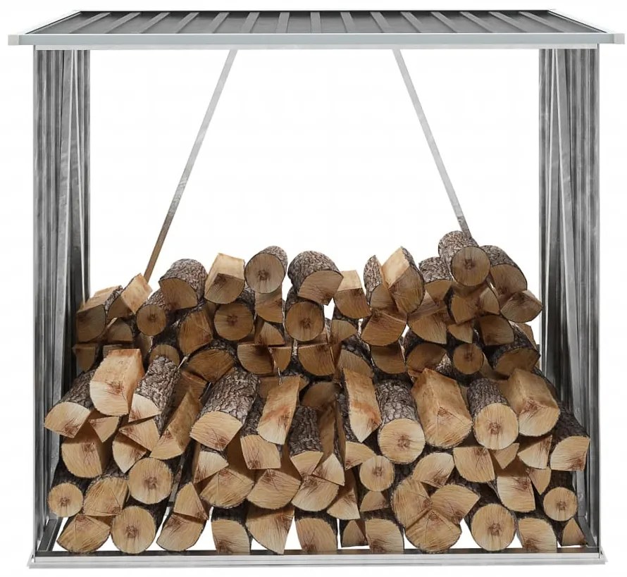 vidaXL Șopron de lemne de grădină, gri, 163x83x154 cm, oțel galvanizat