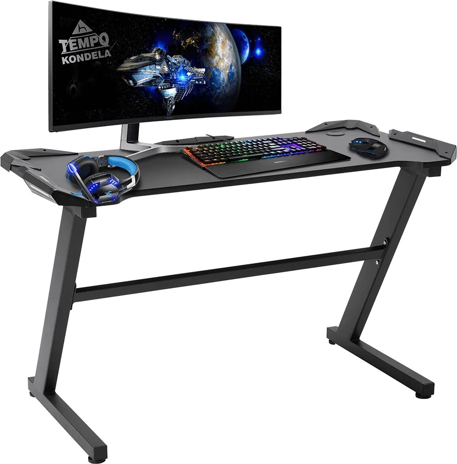 Birou PC/birou gaming, negru, JADIS