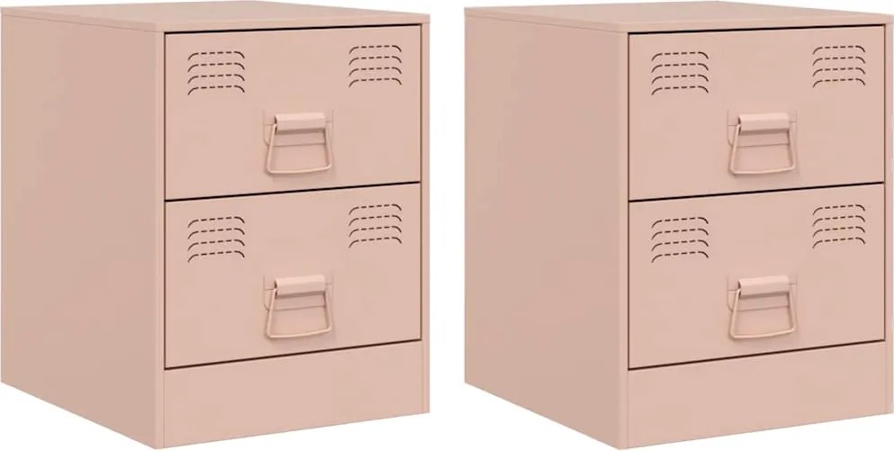 vidaXL Noptiere, 2 buc., roz, 34,5x39x44 cm, oțel