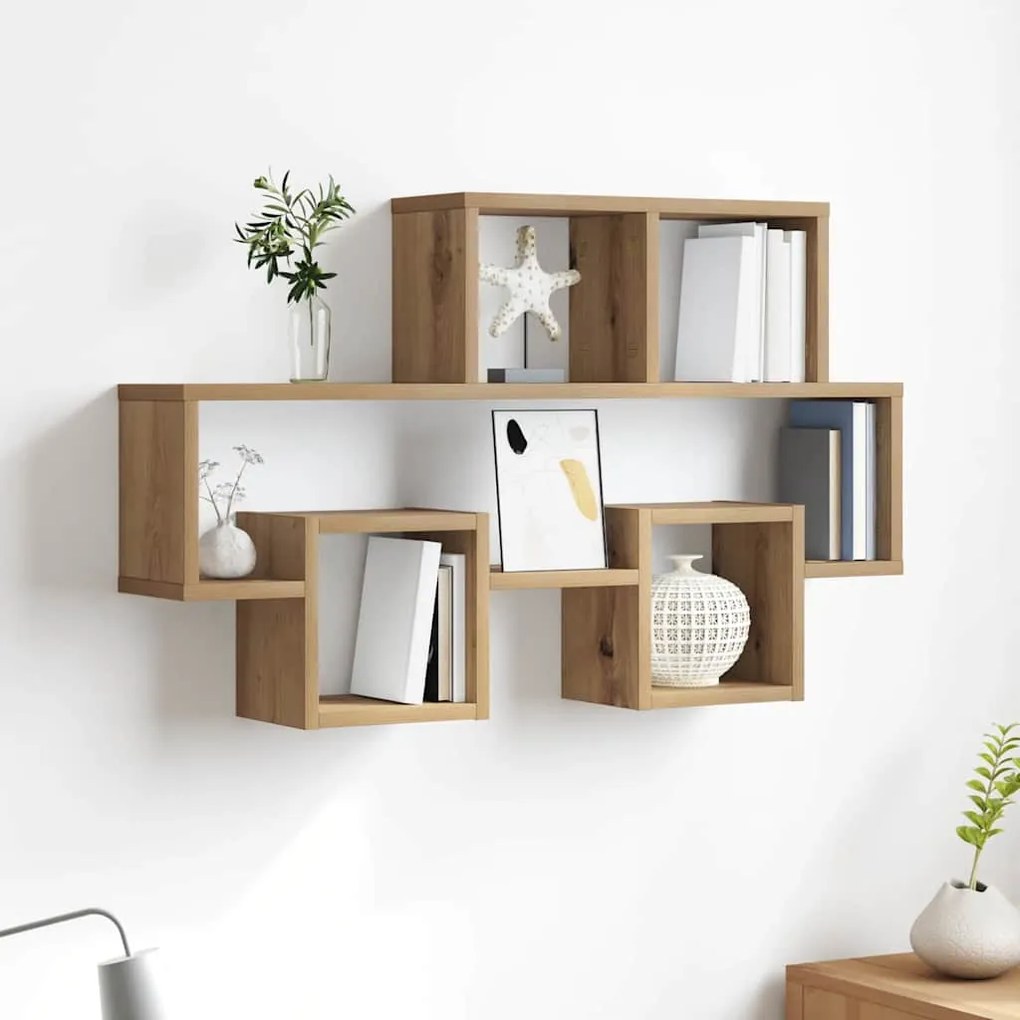 vidaXL Raft de perete stejar artizanal 82 x 15 x 51 cm Lemn compozit