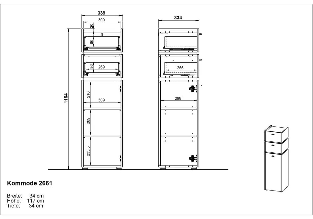 Dulap de baie gri antracit înalt 34x117 cm Modesto – Germania