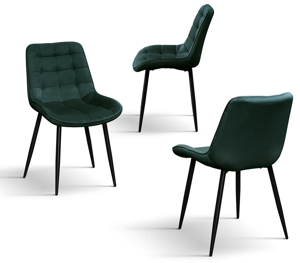 SET 4 Scaune Ernest catifea, structura metalica - BEJ - STANDARD - 4 BUCATI