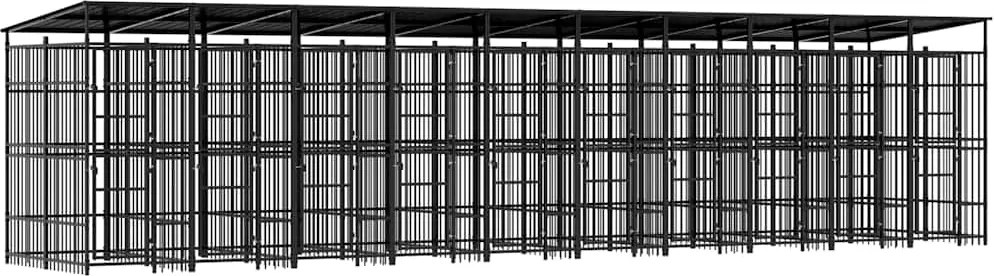vidaXL Padoc pentru câini de exterior cu acoperiș, 18,43 m², oțel
