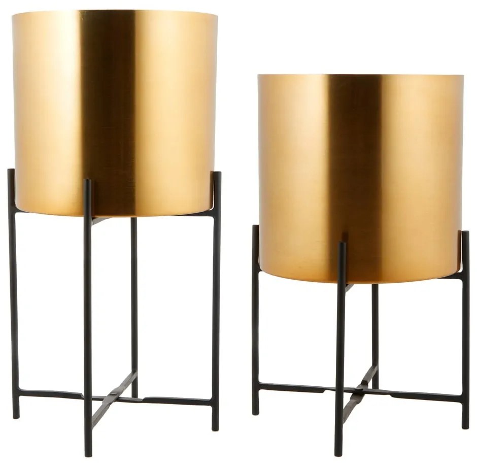 Set de 2 suporturi metalice pentru ghivece Westwing Collection Mina, auriu
