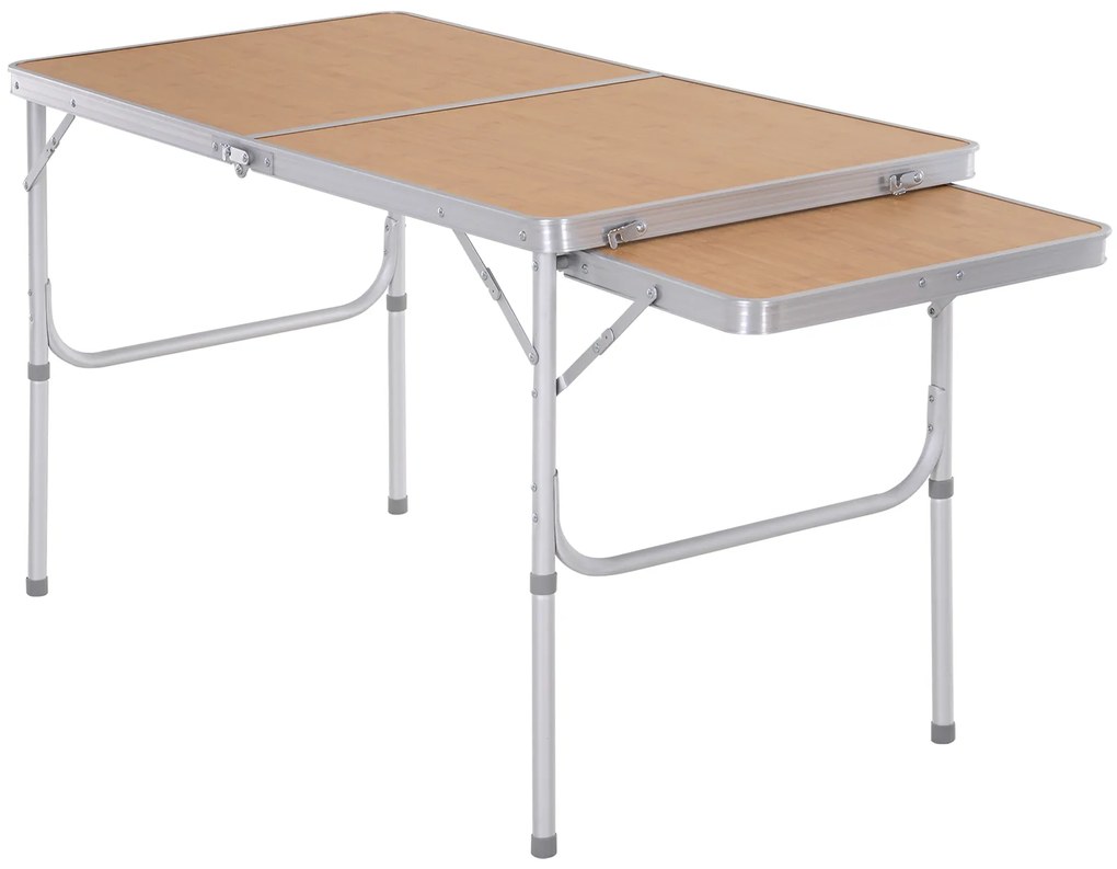 Outsunny Masa Pliabilă de Camping 5Kg, Ușor de Transportat, cu Panou Retractabil 120cm x 60cm x 40/70cm | Aosom Romania