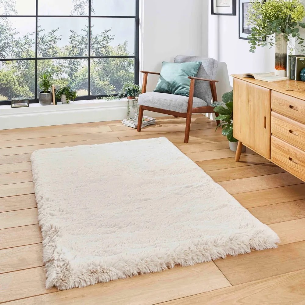 Covor crem 80x150 cm Super Teddy – Think Rugs