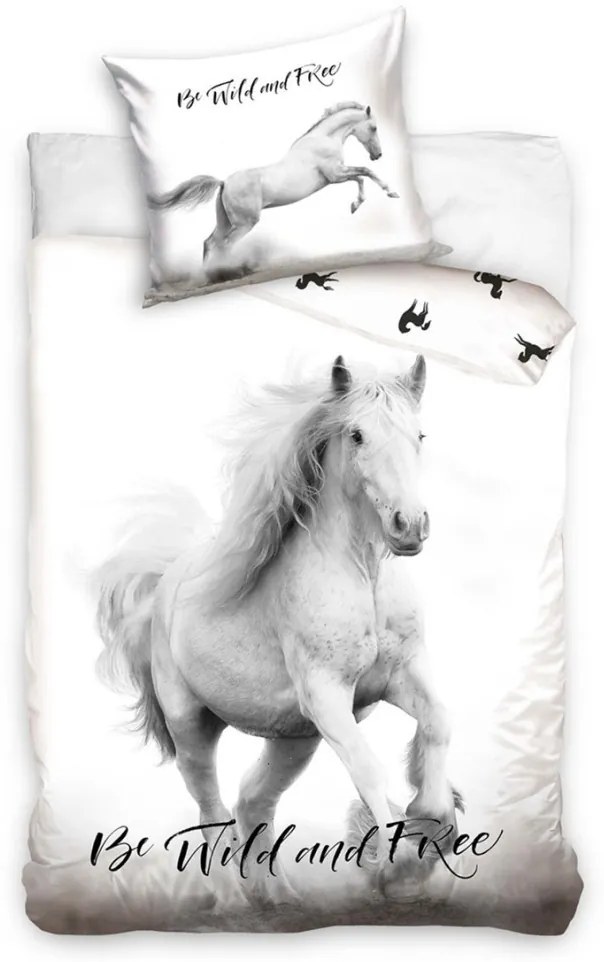 Animale Wild and Free Set lenjerie de pat cu cai 140×200cm, 70×90 cm